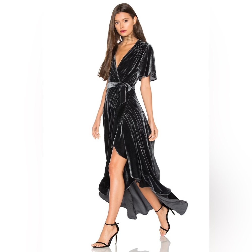 Revolve Velvet Texture Wrap Dress (Size M)